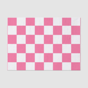 Pink White Chequered Check Pattern Tissue Paper