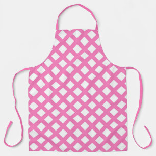 Pink White Chequered Diamond Pattern Apron