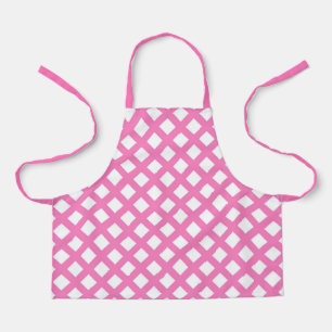 Pink White Chequered Diamond Pattern Apron