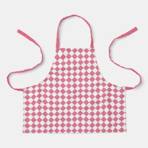 Pink White Chequered Diamond Pattern Apron