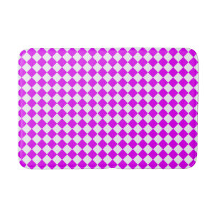 Pink White Chequered Diamond Pattern Bath Mat