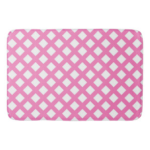 Pink White Chequered Diamond Pattern Bath Mat
