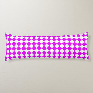 Pink White Chequered Diamond Pattern Body Cushion
