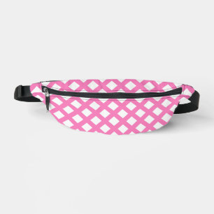 Pink White Chequered Diamond Pattern Bum Bags