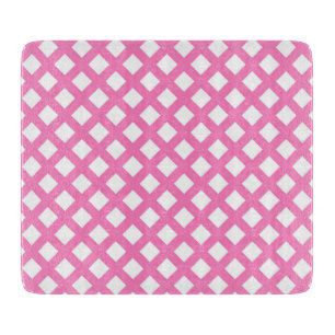 Pink White Chequered Diamond Pattern Cutting Board
