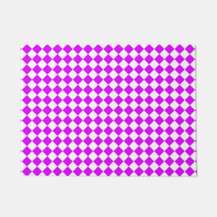 Pink White Chequered Diamond Pattern Doormat