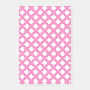 Pink White Chequered Diamond Pattern Post-it Notes