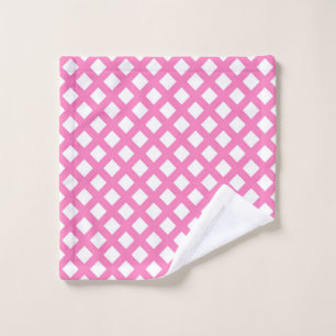 Pink White Chequered Diamond Pattern Wash Cloth