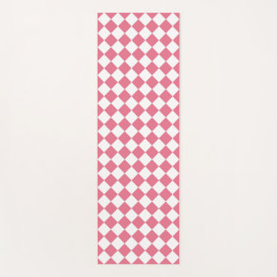 Pink White Chequered Diamond Pattern Yoga Mat