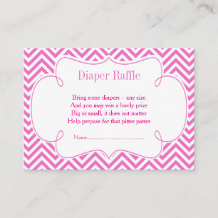 Pink & White Chevron Baseball Diaper Raffle Enclosure Card