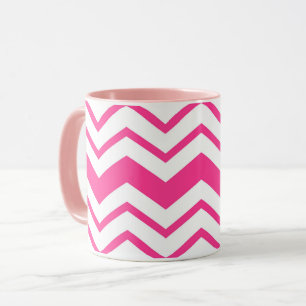 Pink White Chevron Zigzag Pattern Design  Mug