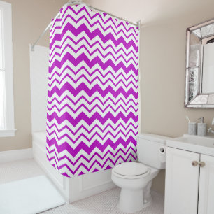 Pink White Chevron Zigzag Pattern Design  Shower Curtain