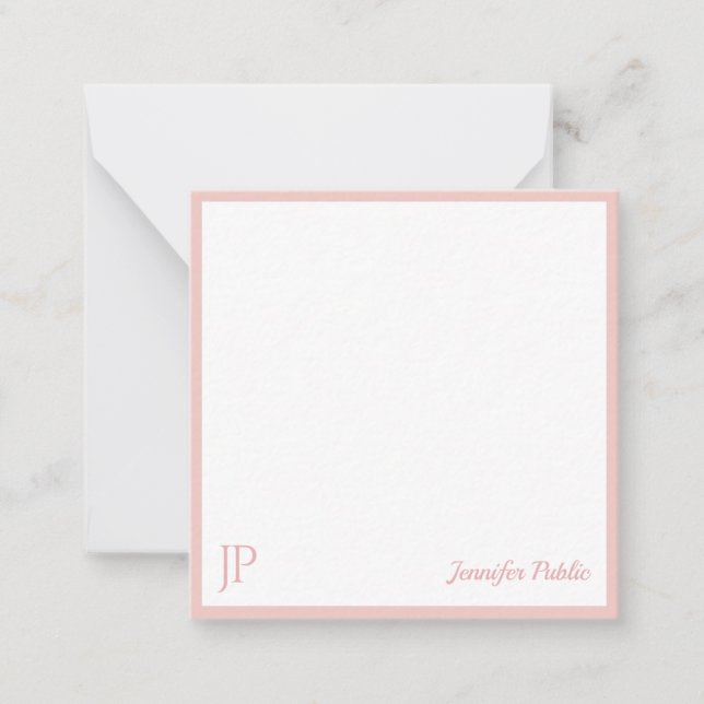 Pink White Chic Handwriting Name Monogram Template (Front)
