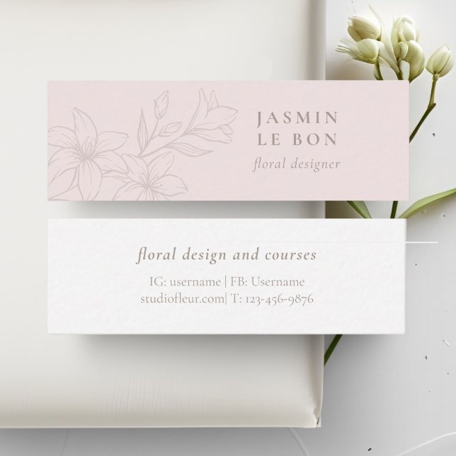 Pink & White | Chic Minimalist Flower  Mini Business Card (Creator Uploaded)