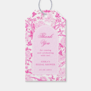 Pink White Chinoiserie Floral Bridal Shower Favors Gift Tags