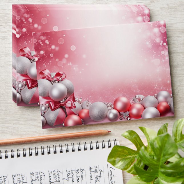 Pink White Christmas Balls Envelope (Stacked)