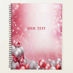 Pink White Christmas Balls Holiday Planner