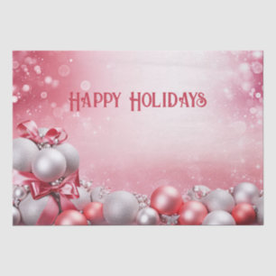 Pink White Christmas Balls Holiday Tissue Paper