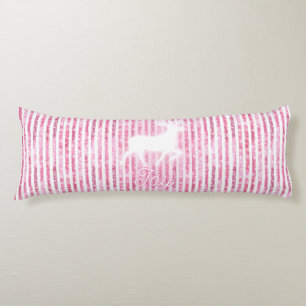 Pink & White Christmas Joy Reindeer Body Cushion