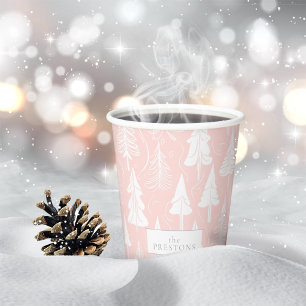 Pink White Christmas Pattern#6 ID1009 Paper Cups