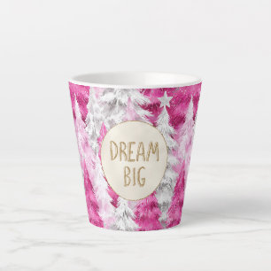 Pink White Christmas Trees Gold Glitter Dream Latte Mug