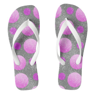 pink white circles  flip flops