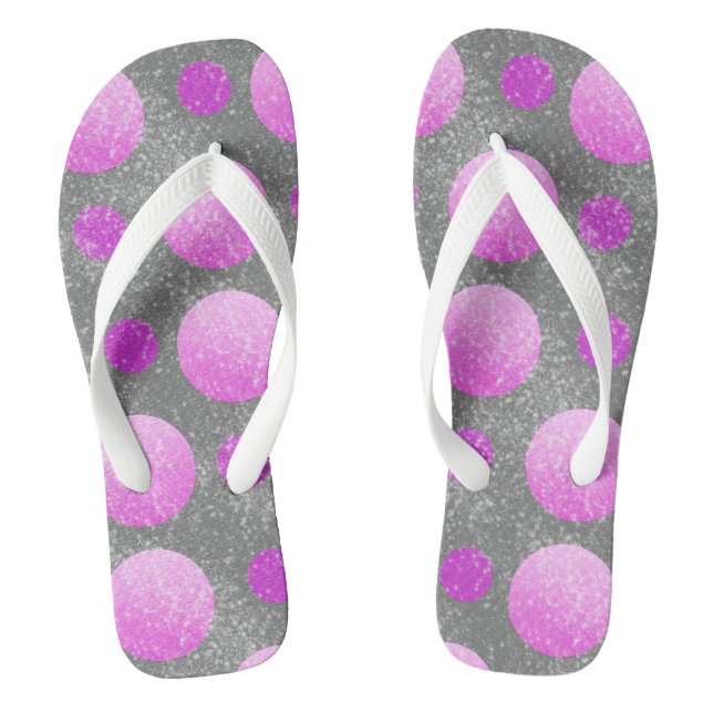 pink white circles  flip flops (Footbed)