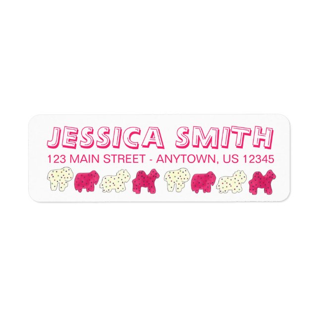 Pink White Circus Zoo Animal Cookies Crackers (Front)