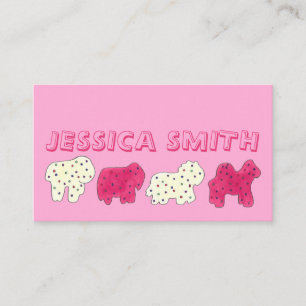 Pink White Circus Zoo Animal Cookies Crackers Business Card