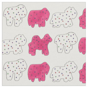 Pink White Circus Zoo Animal Cookies Crackers Fabric