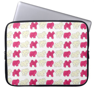Pink White Circus Zoo Animal Cookies Crackers Laptop Sleeve