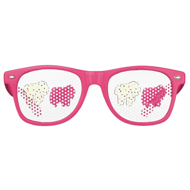Pink White Circus Zoo Animal Cookies Crackers Retro Sunglasses (Front)