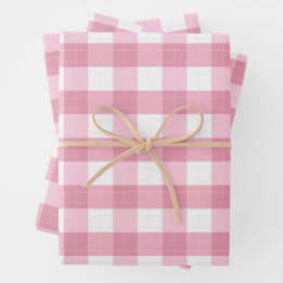 Pink & White Classic Gingham Pattern Wrapping Paper Sheet