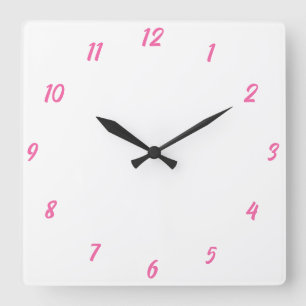 Pink White Classy Elegant Custom Colour Cute Gift Square Wall Clock