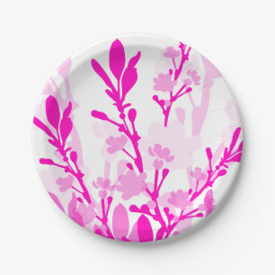 Pink white classy floral paper plates