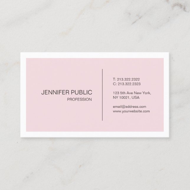 Pink White Clean Elegant Graphic Design Trendy Business Card (Front)