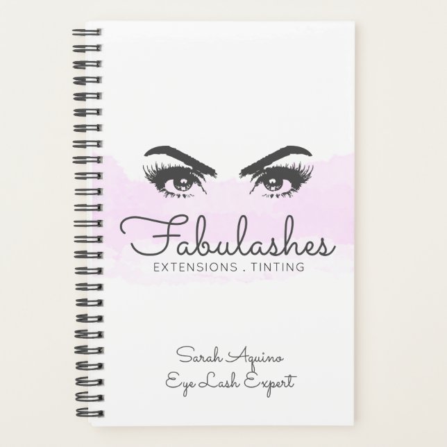 Pink & White Cloud Makeup Artist Eyelash Business Planner (Front)