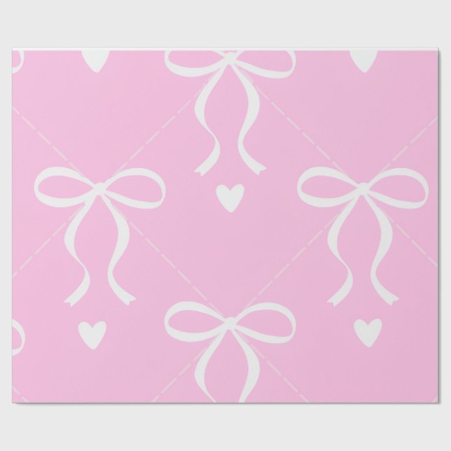 pink & white coquette bow Wrapping Paper (Flat)