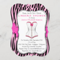 Pink & White Corset On Zebra Print Lingerie Shower