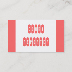 Pink white Court Reporter custom business cards