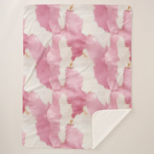 Pink White Cowhide Animal Sherpa Blanket