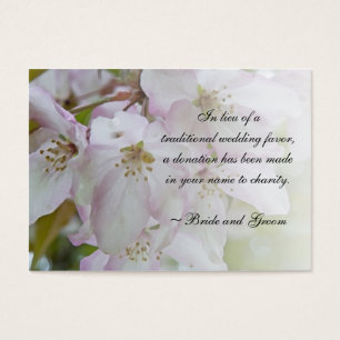 Pink White Crab Apple Blossom Wedding Charity Card