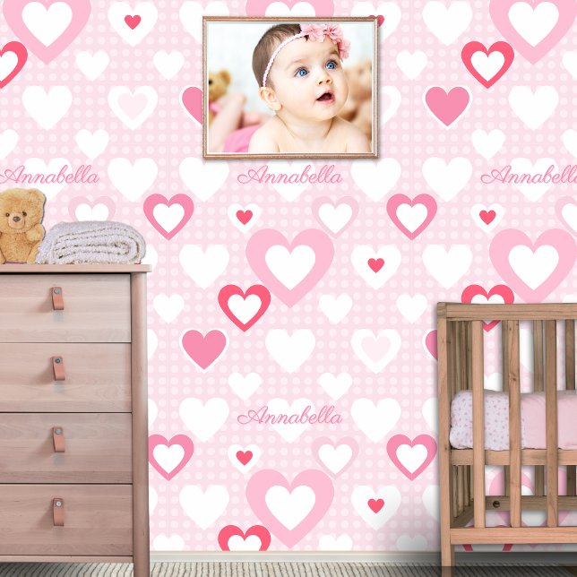 Pink White Custom Baby Name Decor Wallpaper (Creator Uploaded)