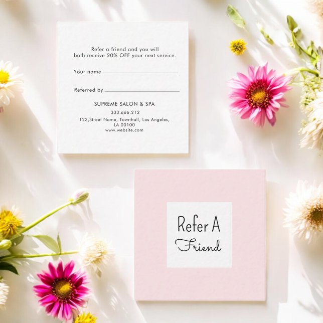 Pink White Customer Loyalty Referral Card (Creator Uploaded)