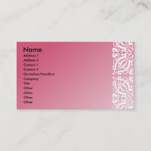 Pink & white damask business card