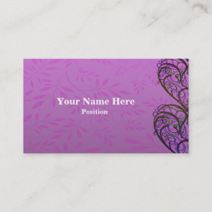 Pink White Damask Business Card