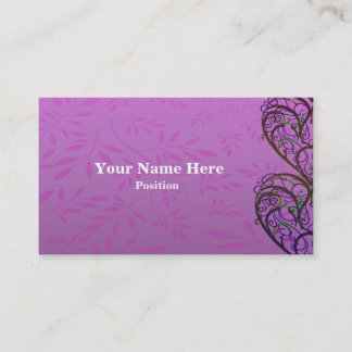 Pink White Damask Business Card