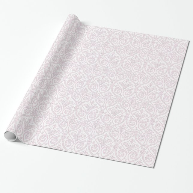 Pink & White Damask Gift Wrap (Unrolled)