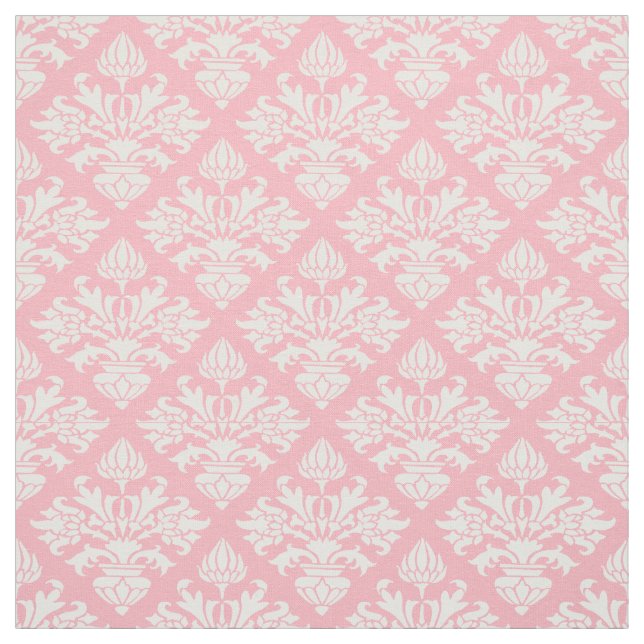 Pink, White Damask Pattern #3 Size6 Fabric (Swatch)