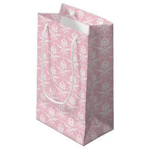 Pink & White Damask Print Gift Bag